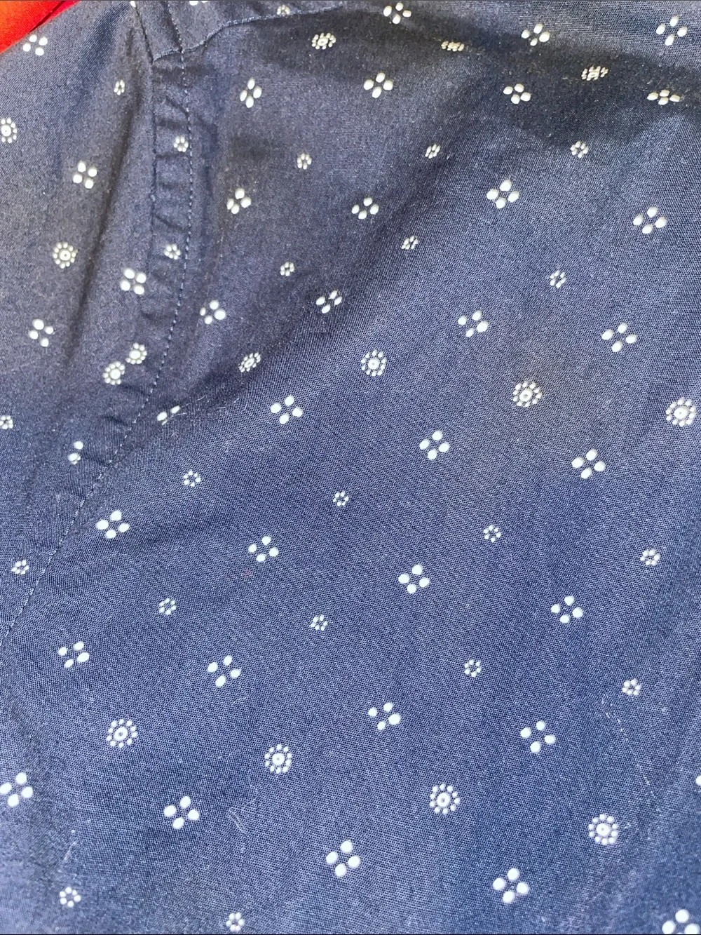 J. Crew Navy Short-Sleeve Button-Down with White Micro Motif